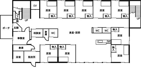 守山ケアハートガーデン  つづみの丘のフロアマップ1のフロアマップ