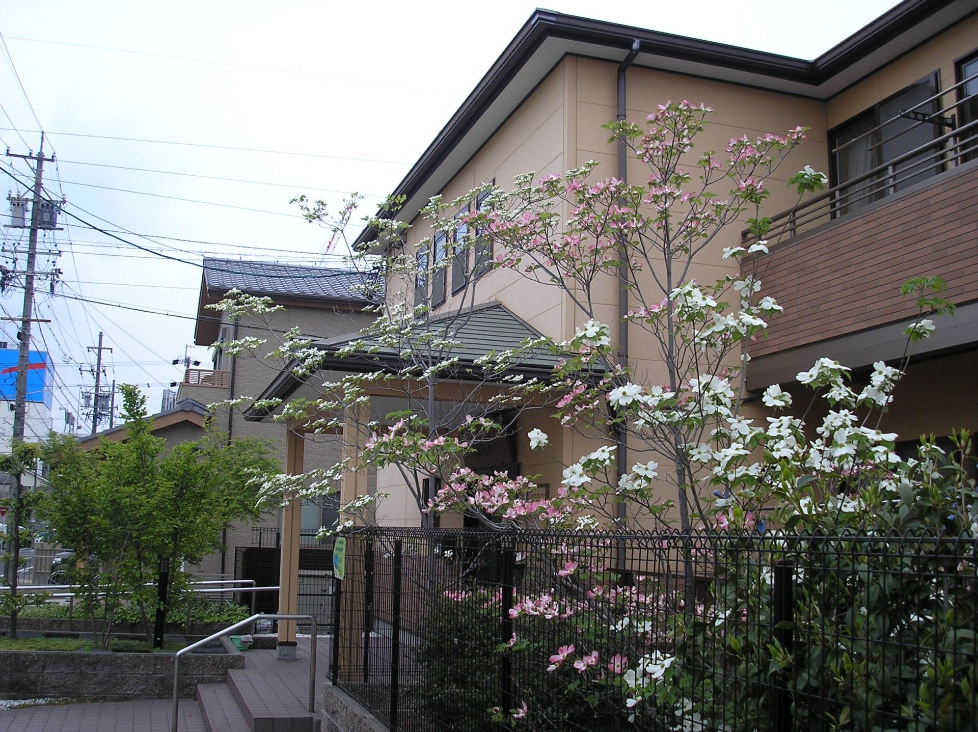 花が咲く施設外観