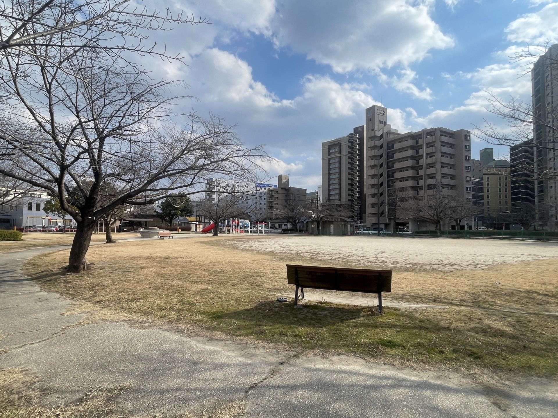 広場とベンチの風景