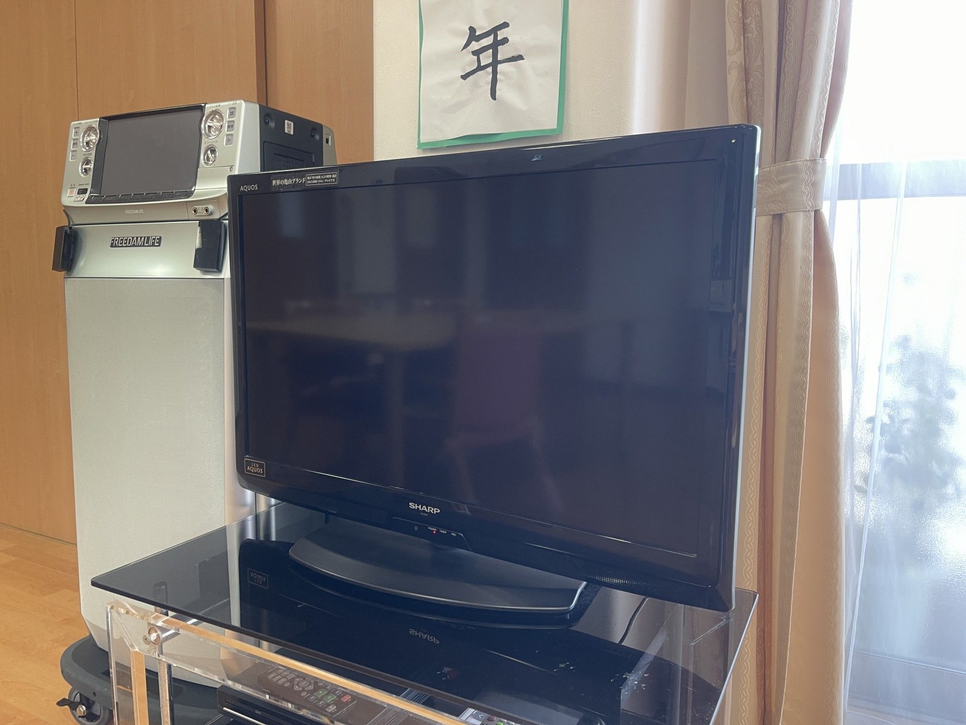 テレビとカラオケ機器のある部屋