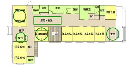 グループホーム 楽らくの1階のフロアマップ