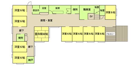 グループホーム 楽らくの2階のフロアマップ