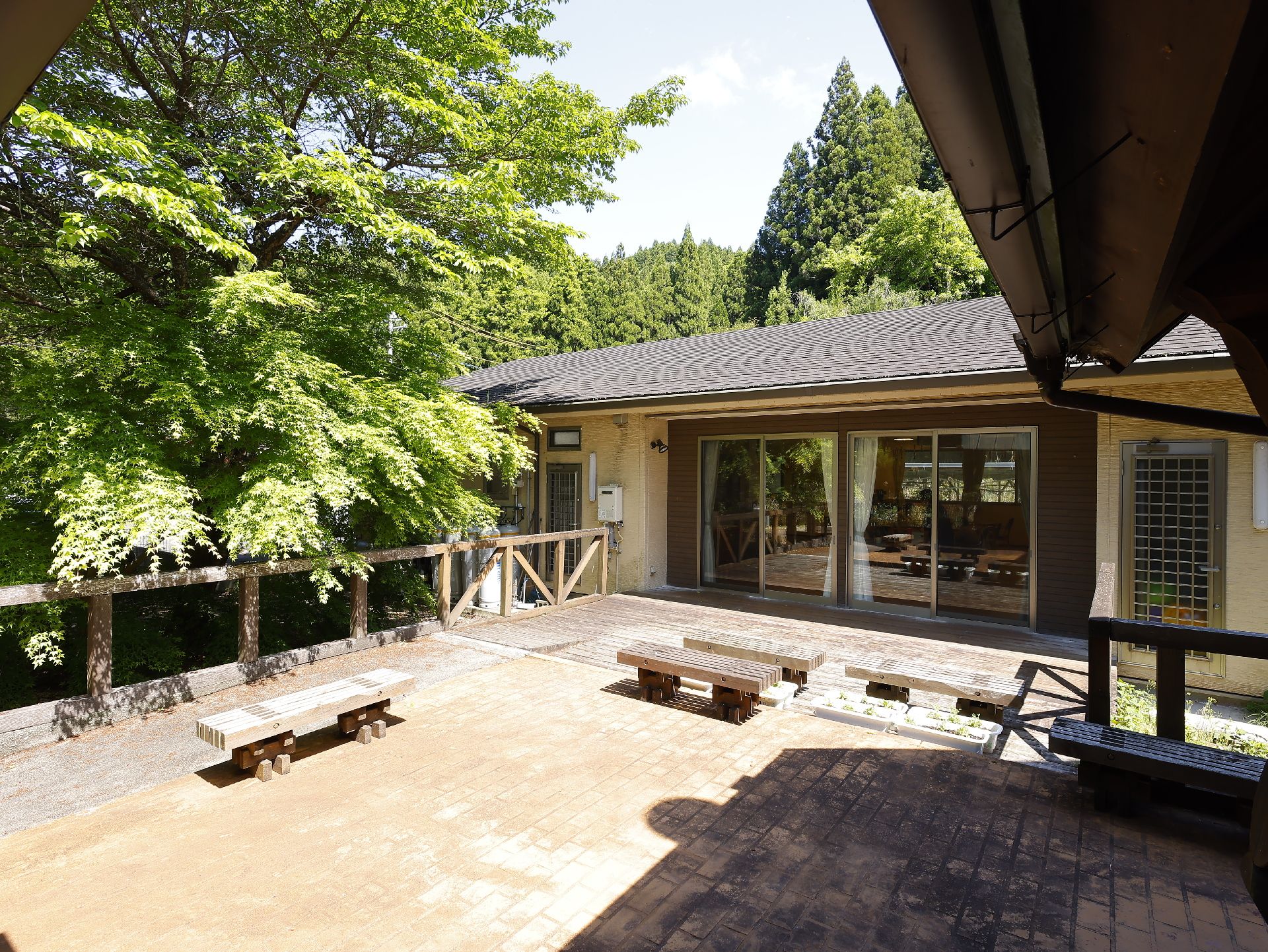 木々に囲まれた場所に建つ高齢者施設の建物