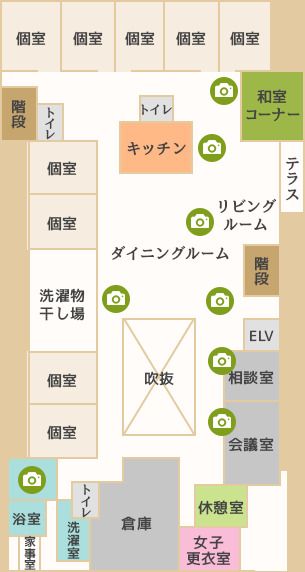 認知症高齢者グループホーム 楽日荘の2階のフロアマップ