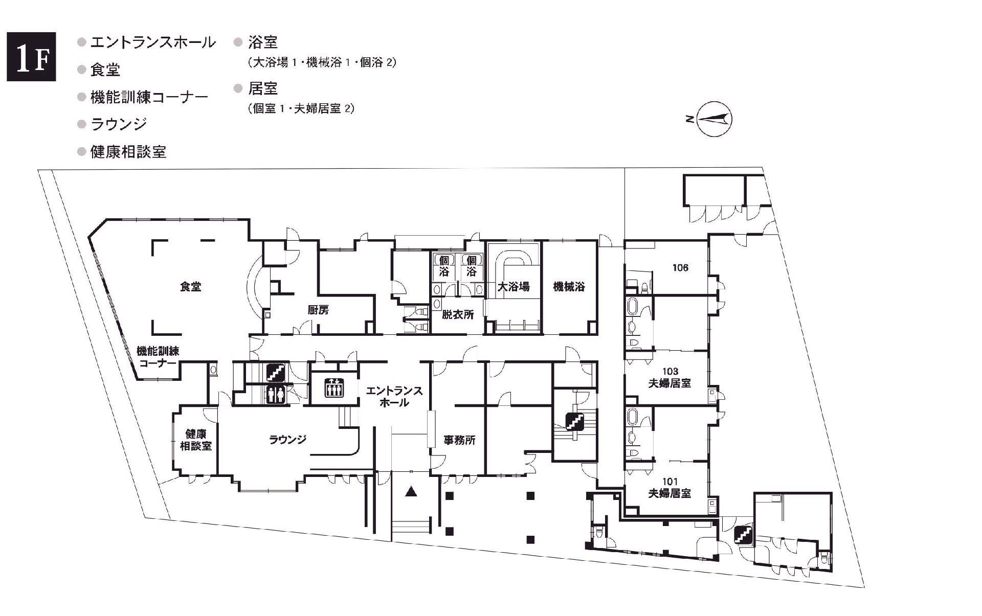 リアンレーヴ八雲の1Ｆのフロアマップ