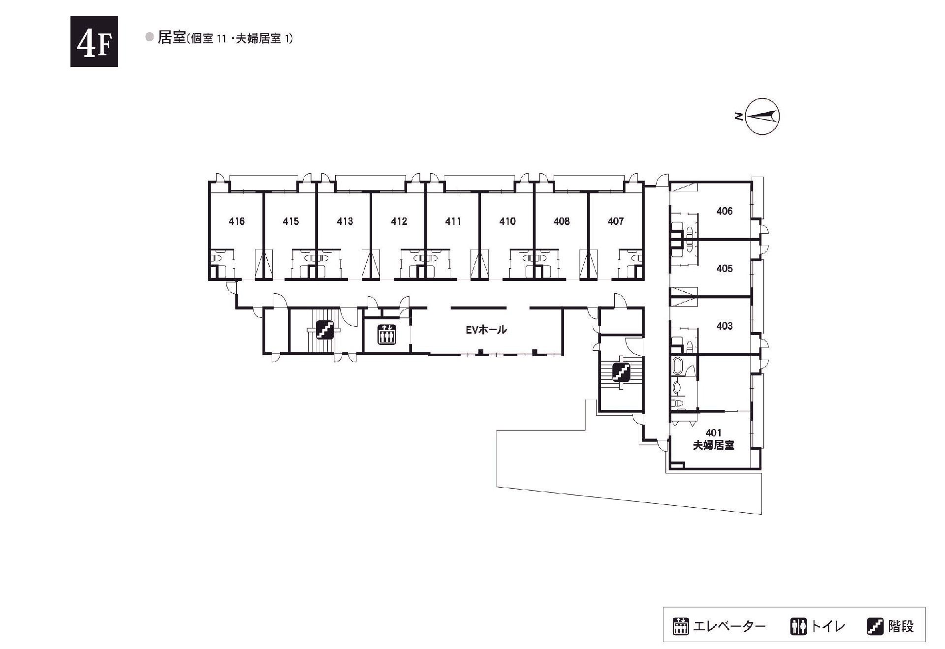 リアンレーヴ八雲の4Ｆのフロアマップ