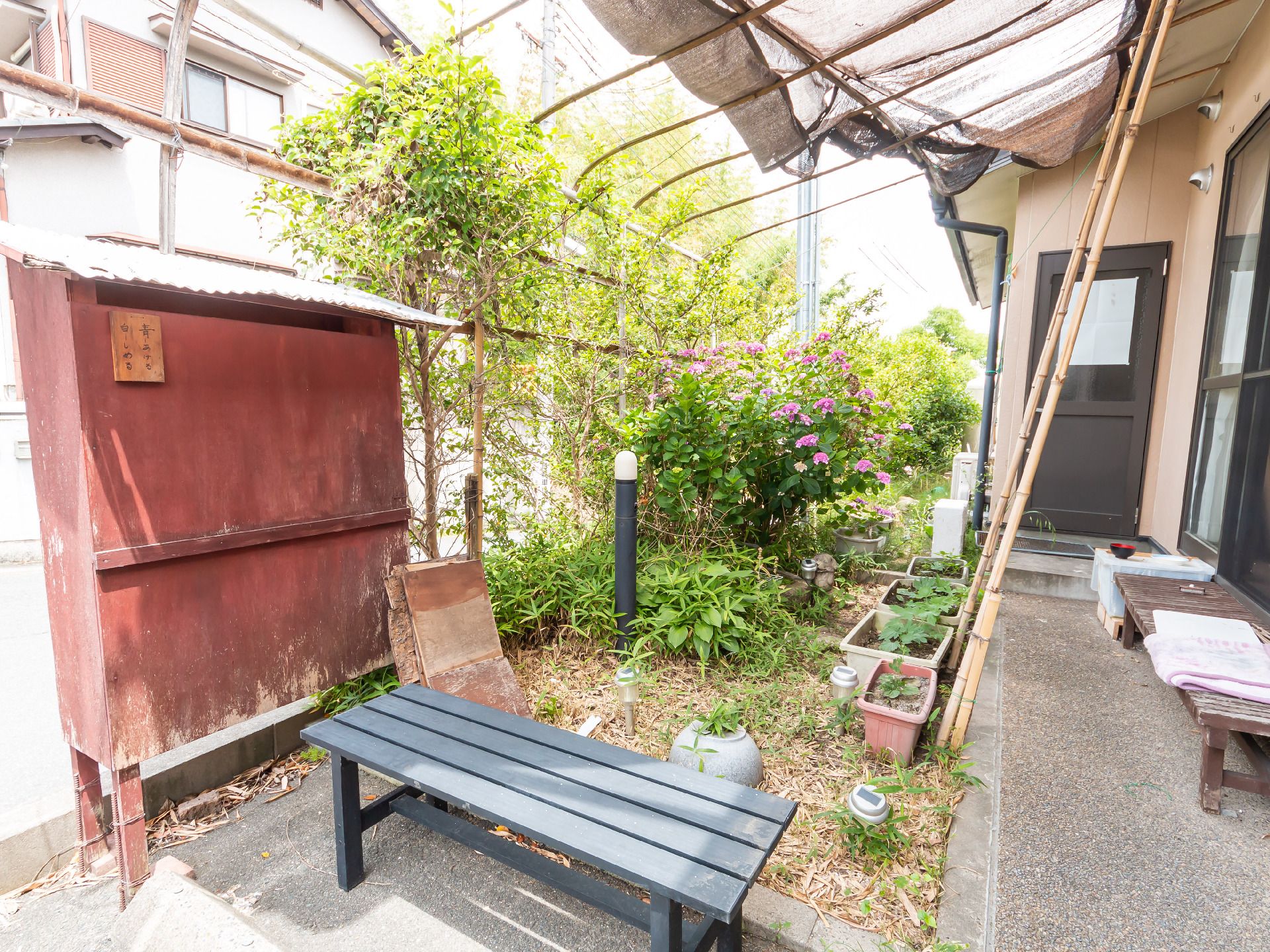 草木や花が育てられている中庭