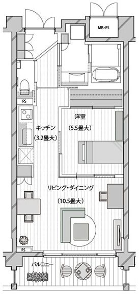 クレールレジデンス桜台の1LDK typeの間取り図