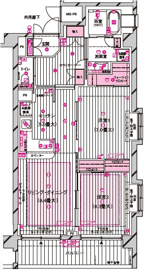 クレールレジデンス桜台の2LDK typeの間取り図