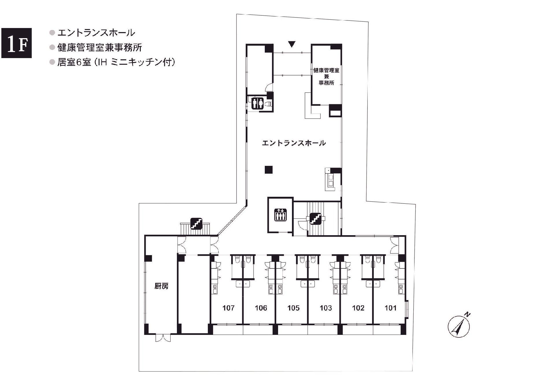 リアンレーヴ大森の1Ｆのフロアマップ
