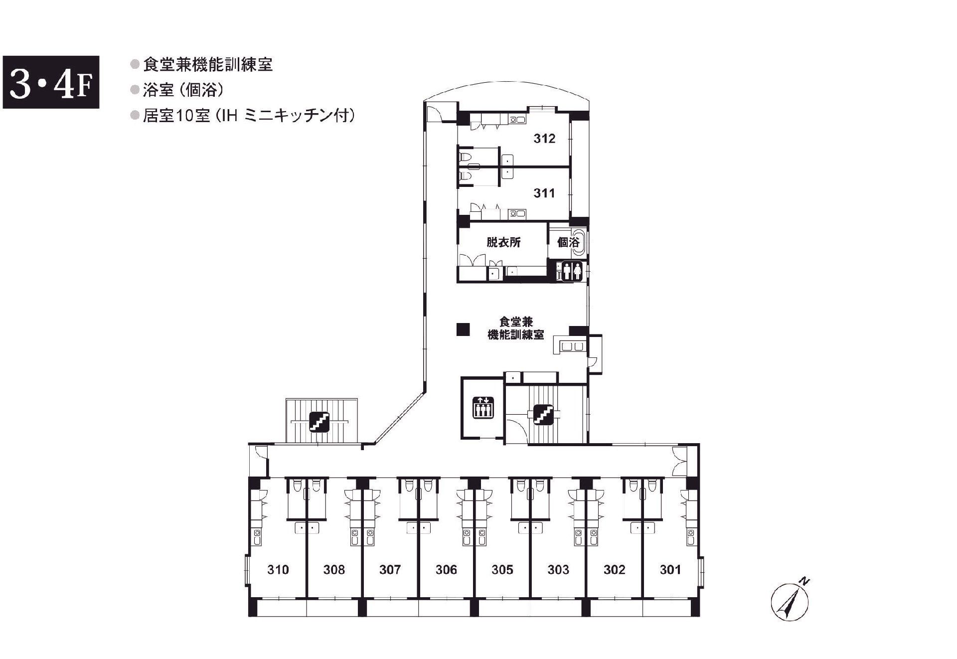 リアンレーヴ大森の3～4Ｆのフロアマップ