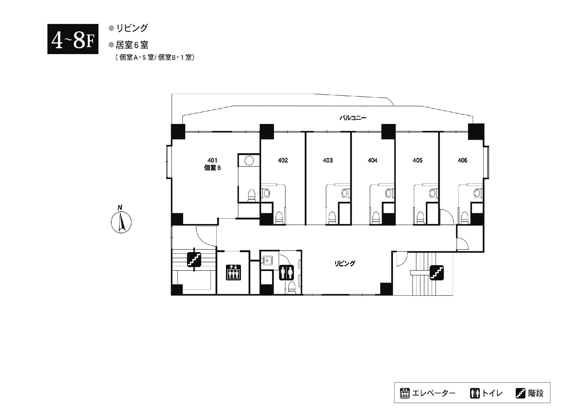 リアンレーヴ西葛西の4～8Ｆのフロアマップ