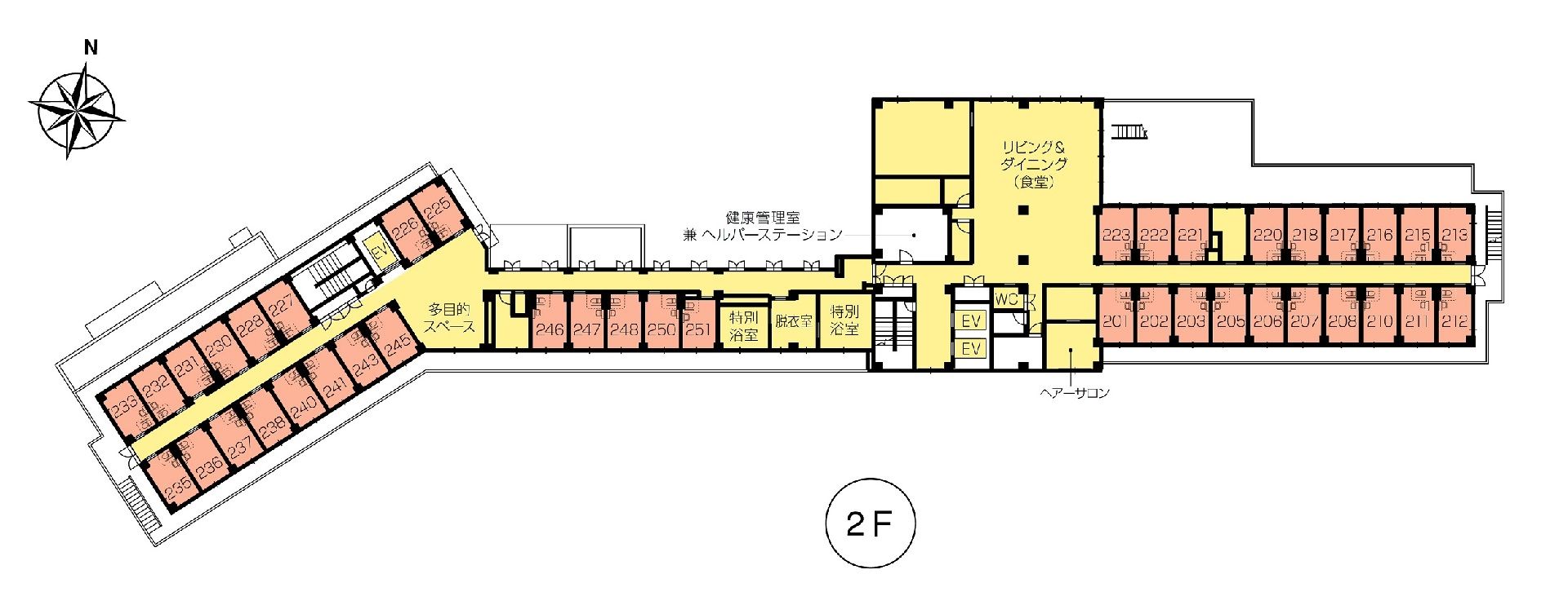 ニチイホーム矢口の2Ｆのフロアマップ