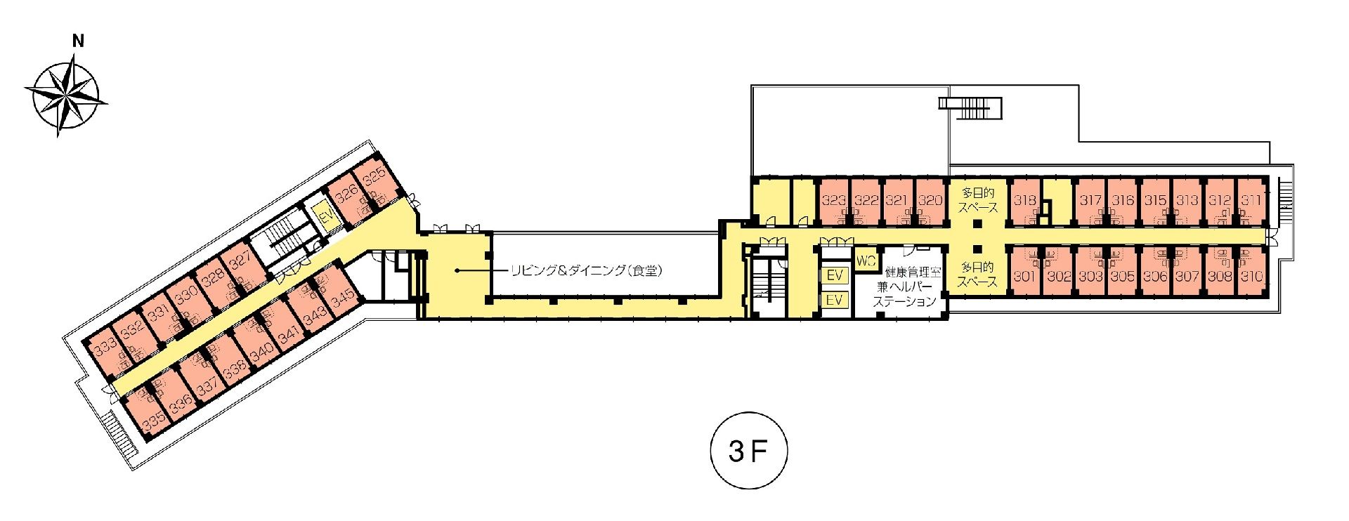 ニチイホーム矢口の3Ｆのフロアマップ