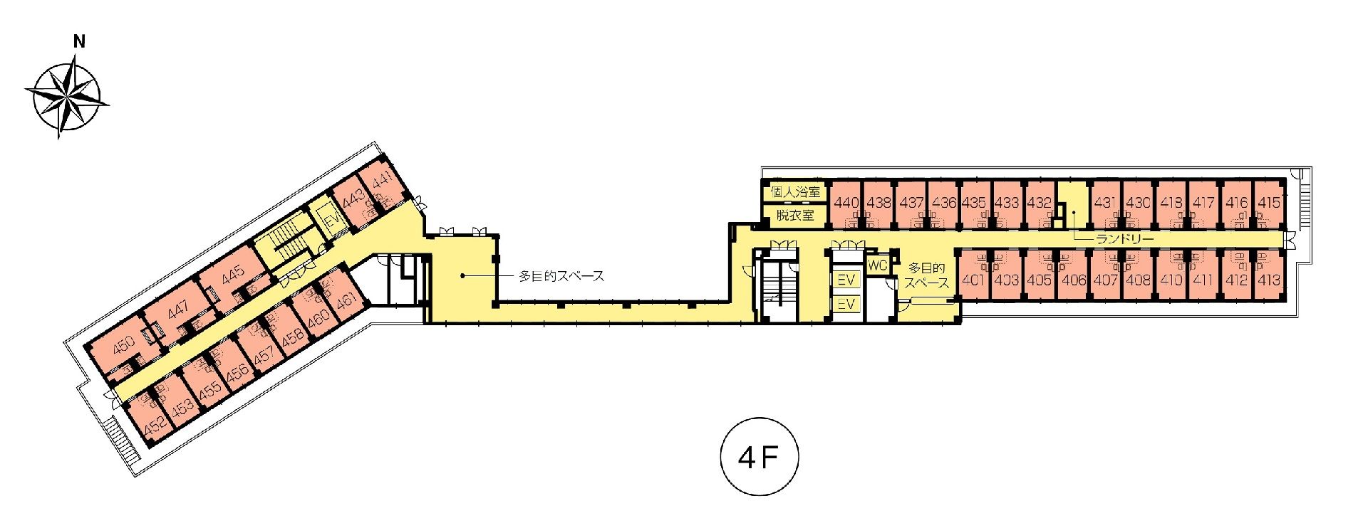 ニチイホーム矢口の4Ｆのフロアマップ