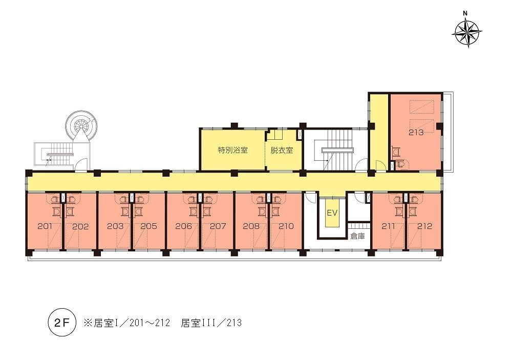ニチイホーム自由が丘の2Ｆのフロアマップ