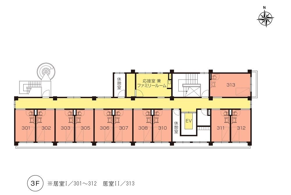 ニチイホーム自由が丘の3Ｆのフロアマップ