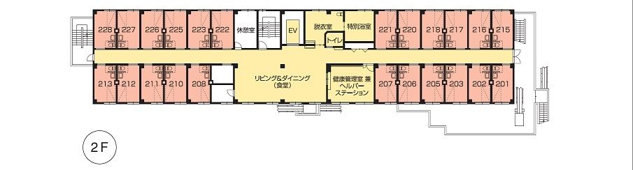 ニチイホーム東府中の2Ｆのフロアマップ