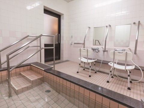 「ニチイホーム 立川」の一般浴室。手すりを設けている。