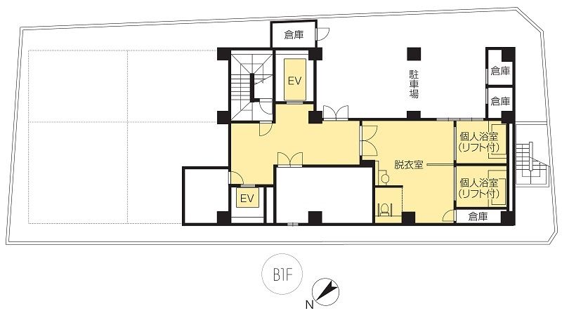 ニチイホーム立川柴崎のB1のフロアマップ
