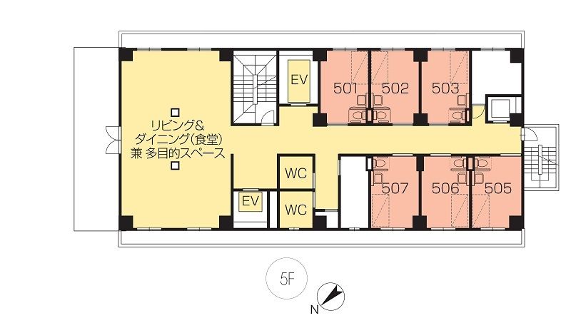 ニチイホーム立川柴崎の5Ｆのフロアマップ