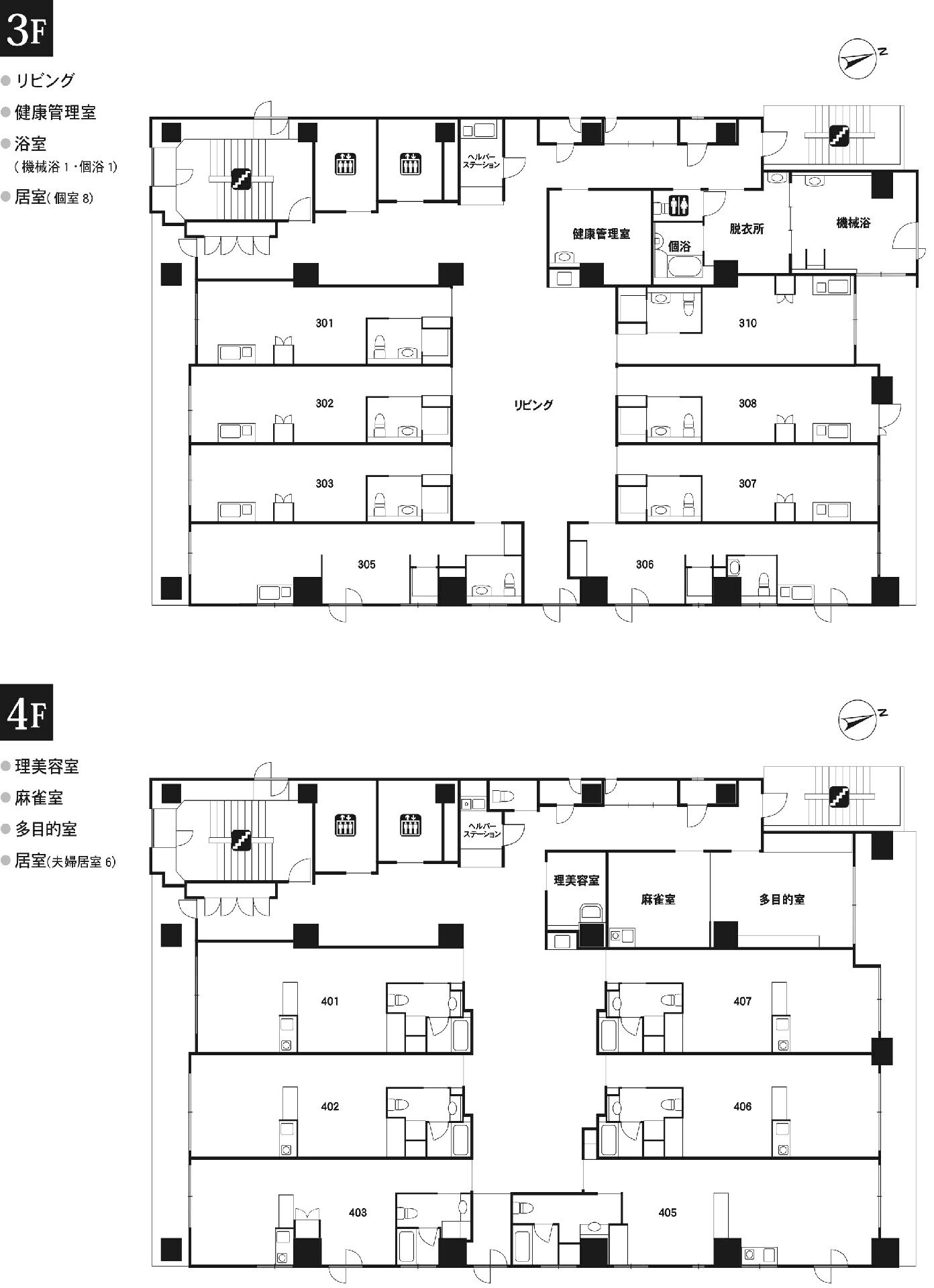 リアンレーヴ馬車道の3～4Ｆのフロアマップ