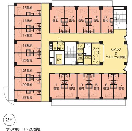 ニチイホームはるひ野の2Ｆのフロアマップ