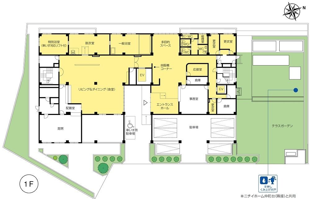 ニチイホーム仲町台II番館の1Ｆのフロアマップ