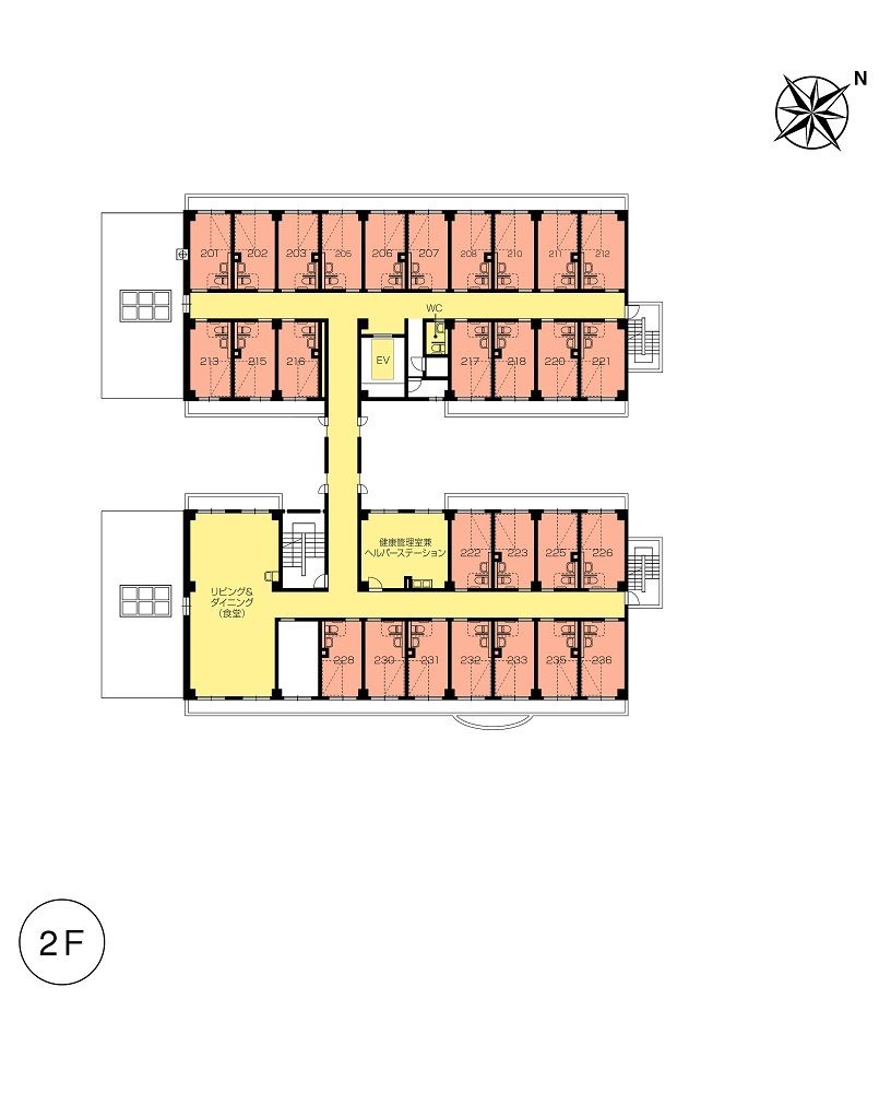 ニチイホーム青葉台の2Ｆのフロアマップ
