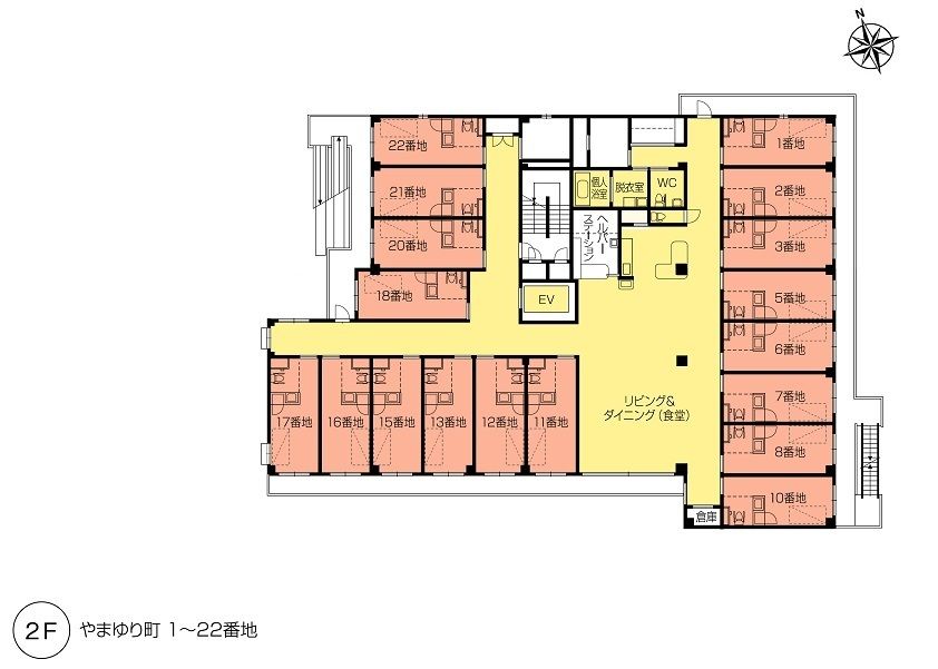 ニチイホーム海老名の2Ｆのフロアマップ