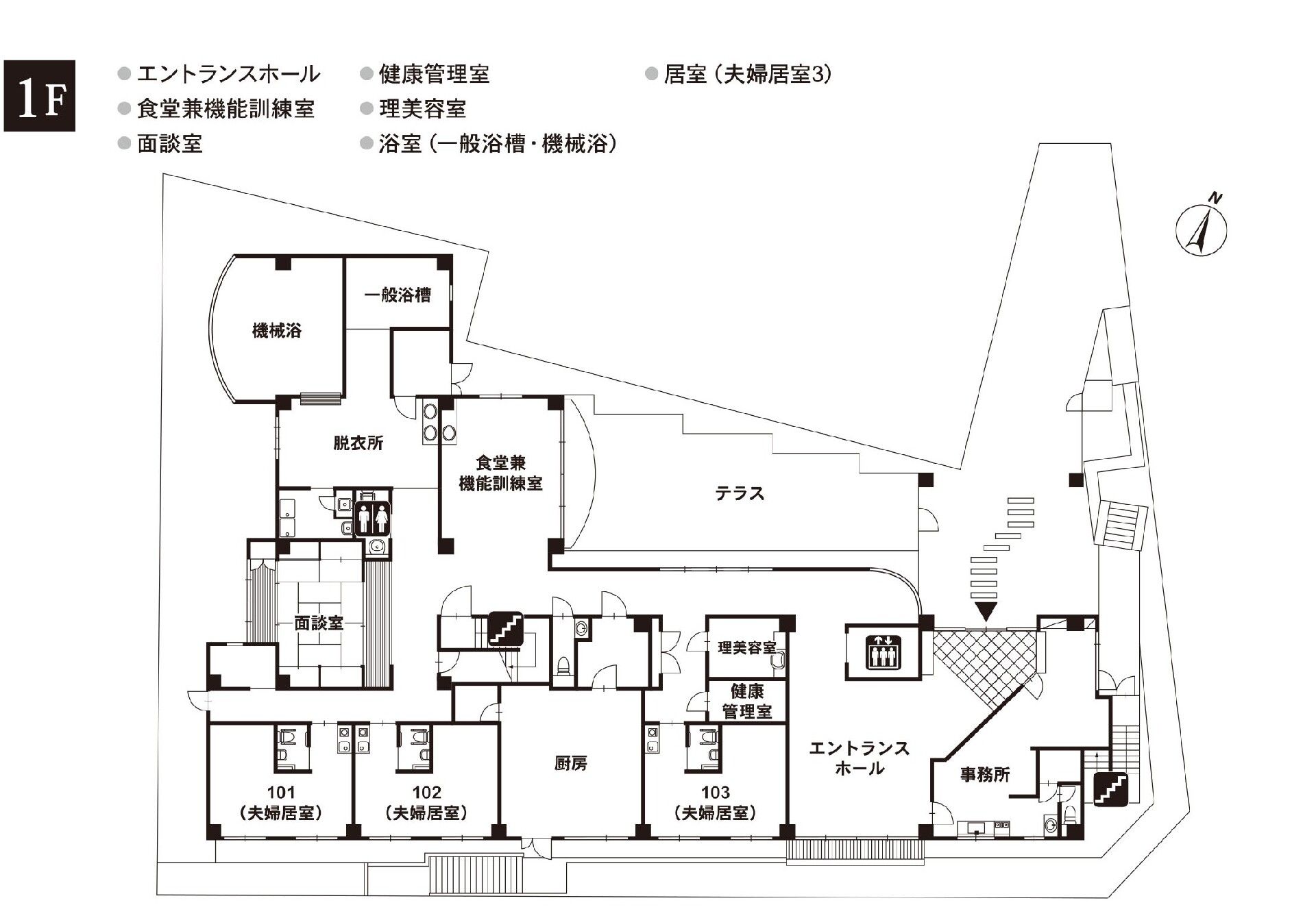 リアンレーヴ新百合ヶ丘の1Ｆのフロアマップ