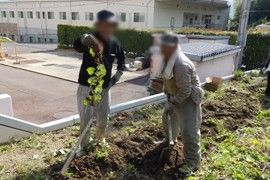 庭での作業風景