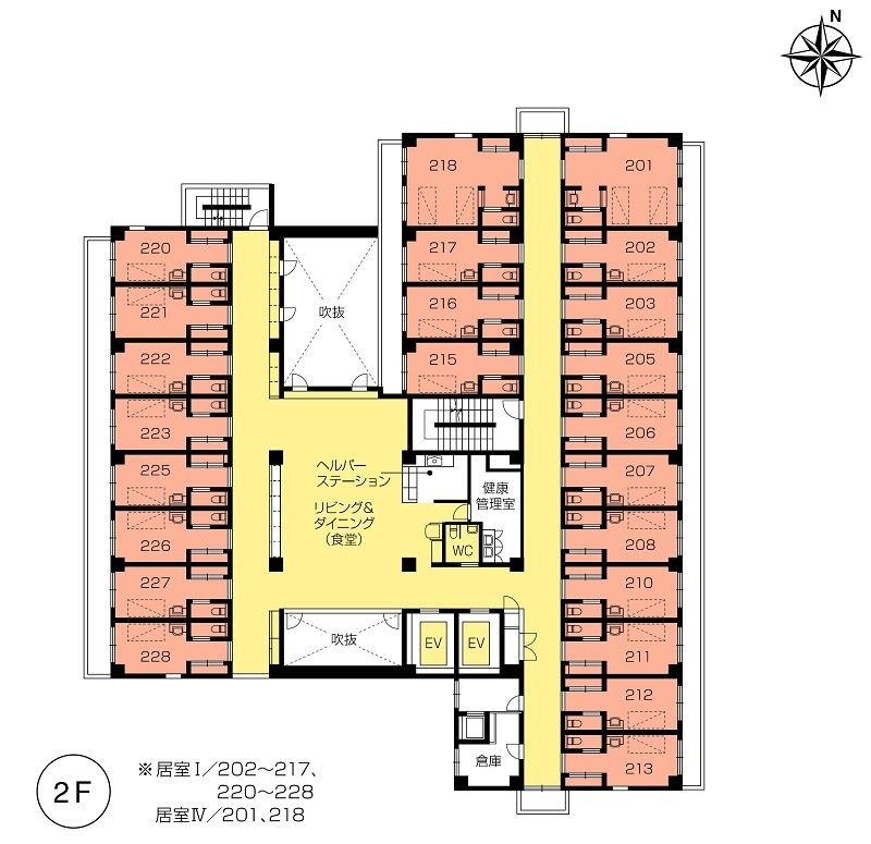 ニチイホーム江戸川の2Ｆのフロアマップ