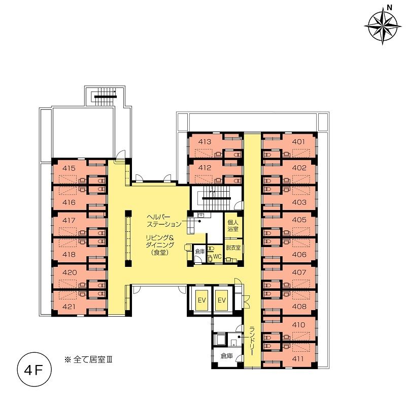 ニチイホーム江戸川の4Ｆのフロアマップ