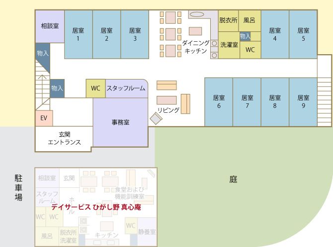 グループホーム ひがし野のフロアマップ1のフロアマップ