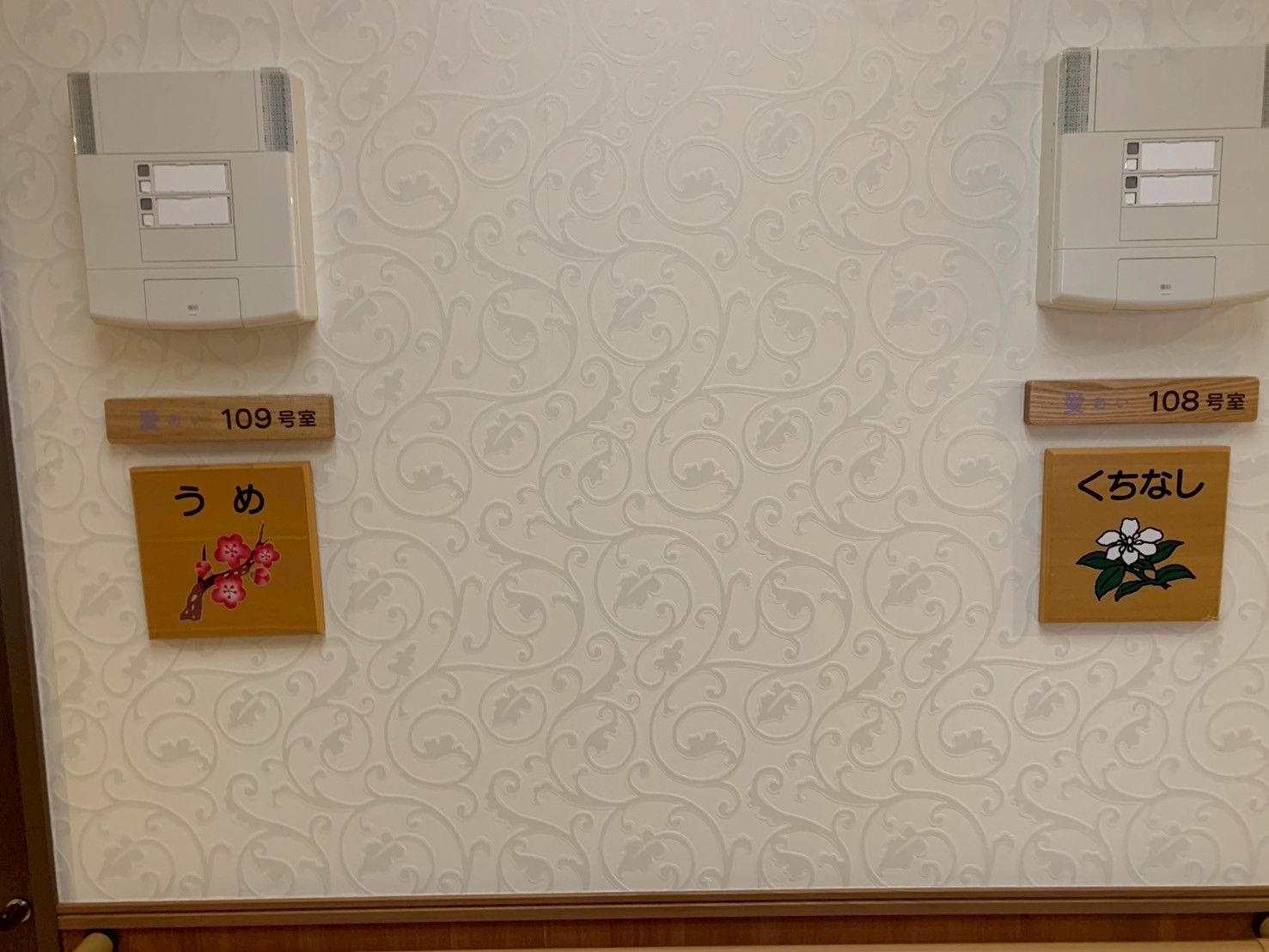 花の名前が書かれた壁