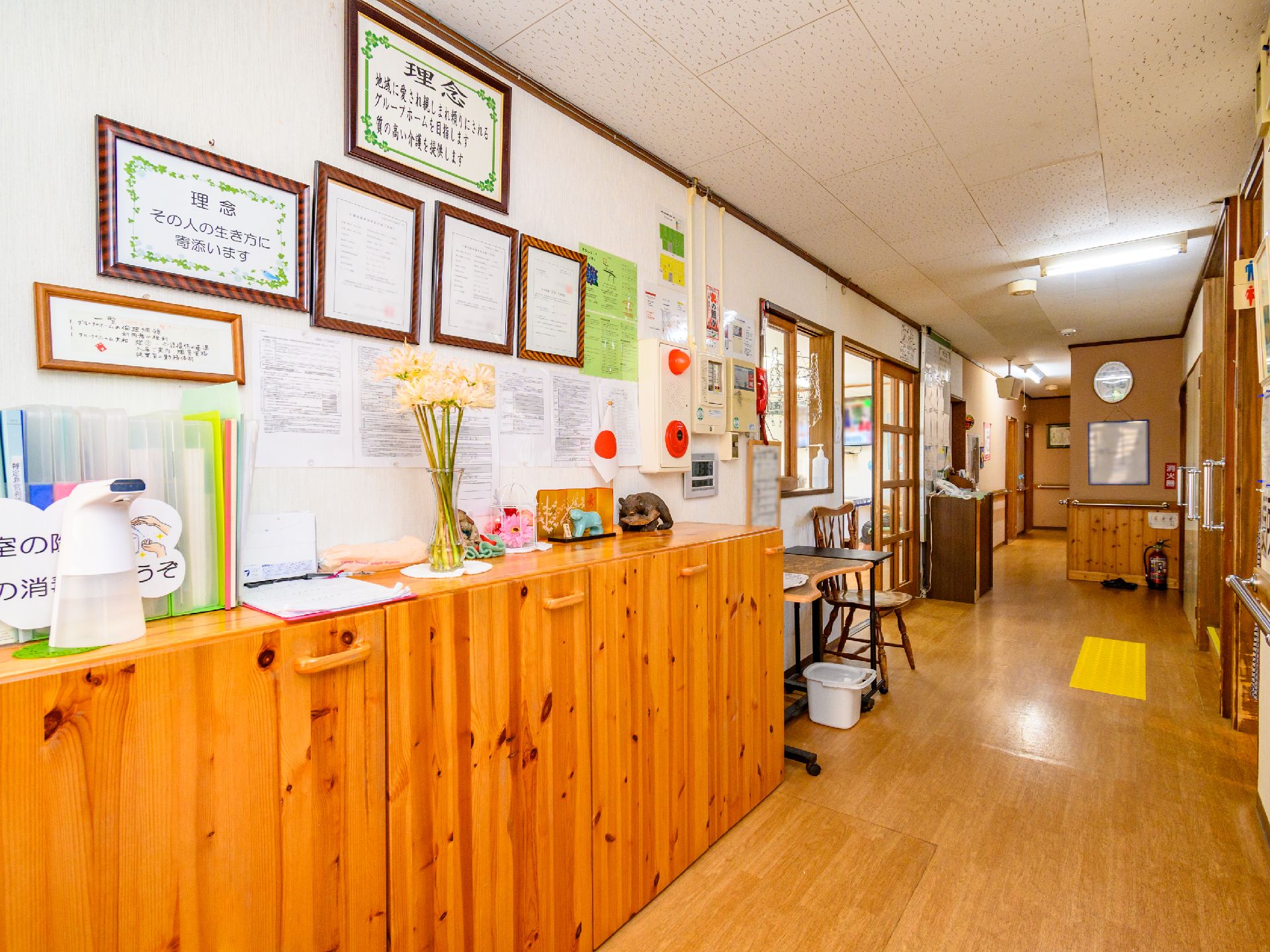 玄関に設置されている受付