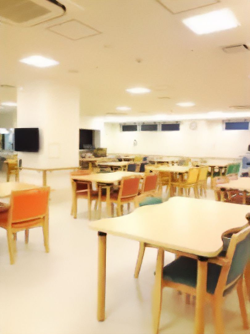 テーブルごとに椅子の色が異なり、オレンジや青、黄色と色とりどりである。テーブルの間には十分な広さがあり、ぶつかる心配はない。
