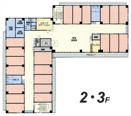 百ねん庵楠の2～3Ｆのフロアマップ