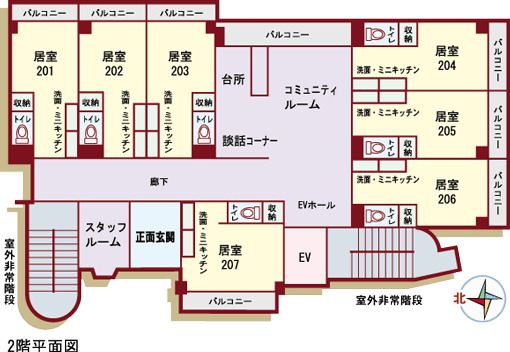 悠友倶楽部・うぐいすの森の２Ｆのフロアマップ