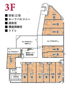 らくえん春岡館の3Ｆのフロアマップ