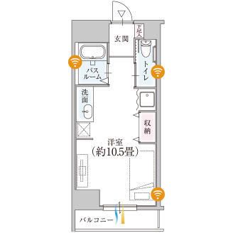 プレステージ小幡緑地の1Rタイプの間取り図