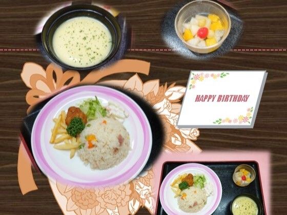 「ニチイケアセンター厚別」の母の日ランチ。嬉しいプレゼント付きの、かき揚げ丼をいただく。