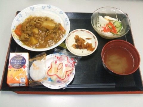 「ニチイケアセンター流山」のお食事。辛さは少し控えめに、誰にでも食べやすいカレーになっている。