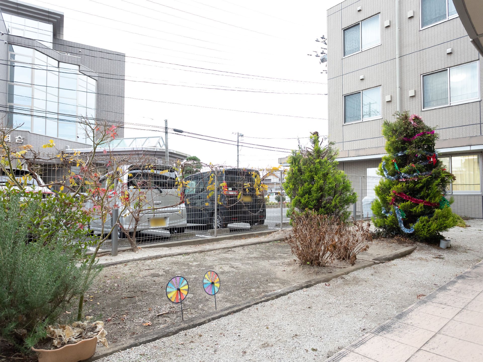木々が植えられた有料老人ホームの敷地