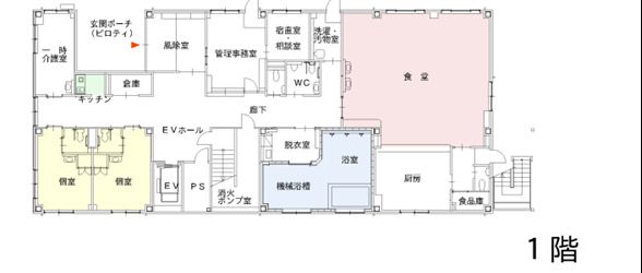 プラチナ・シニアホーム宝塚逆瀬川の1階のフロアマップ