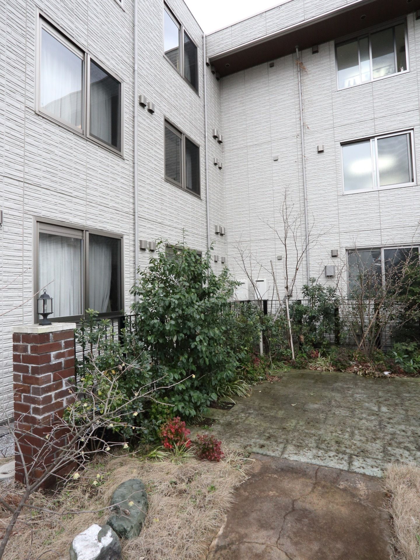 施設内には、低い木々を数多く植えた小さな庭があり、入居者様のお部屋からみることができる。外を眺めることで気分転換になる。