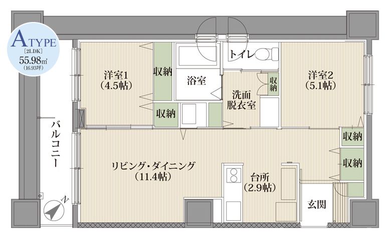 mottoたくま宿のA TYPEの間取り図