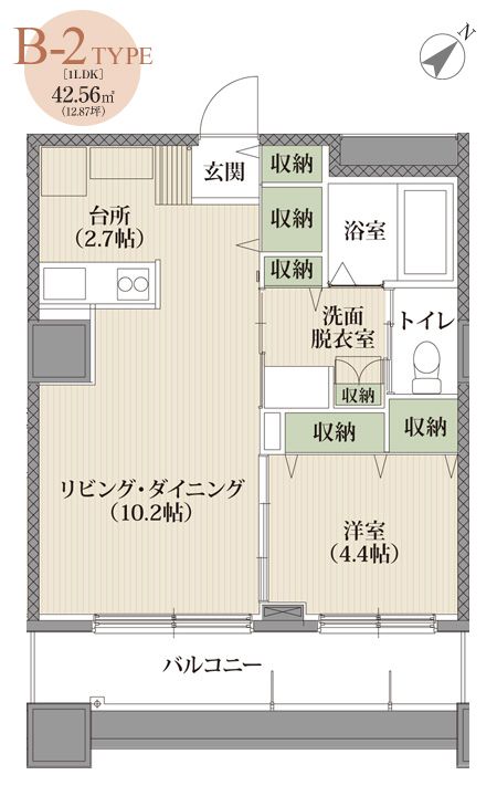 mottoたくま宿のＢ2 TYPEの間取り図