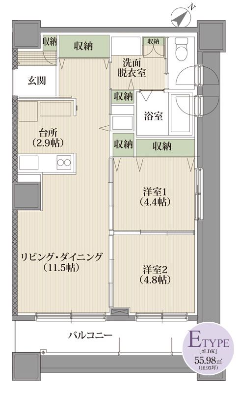 mottoたくま宿のＥTYPEの間取り図